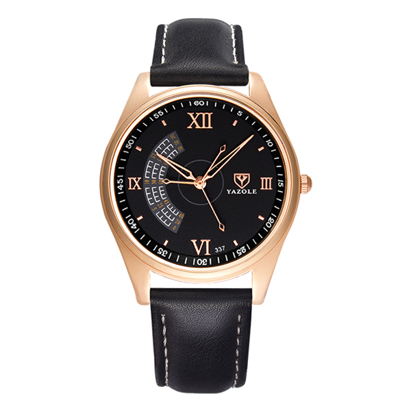 Armbandsur klocka casual läder sport herrklocka toppmärke lyxiga kvarts klockor för män montre homme: Svart