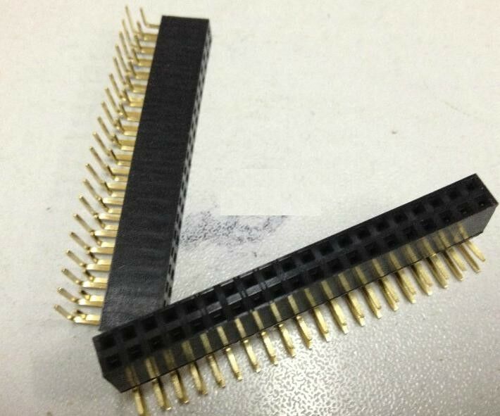 10pcs 2.54mm 2x20 Pin Double Row Right Angle Female Pin Header