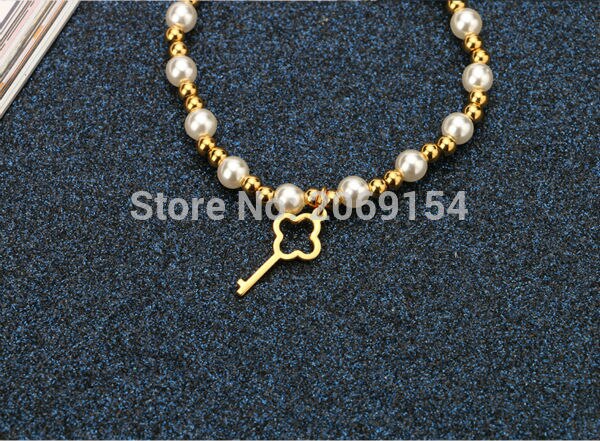 Frauen Charme Armband Edelstahl Kette Link Armband & Armreif Klassische Perle Schmuck Gold Wrap Armband