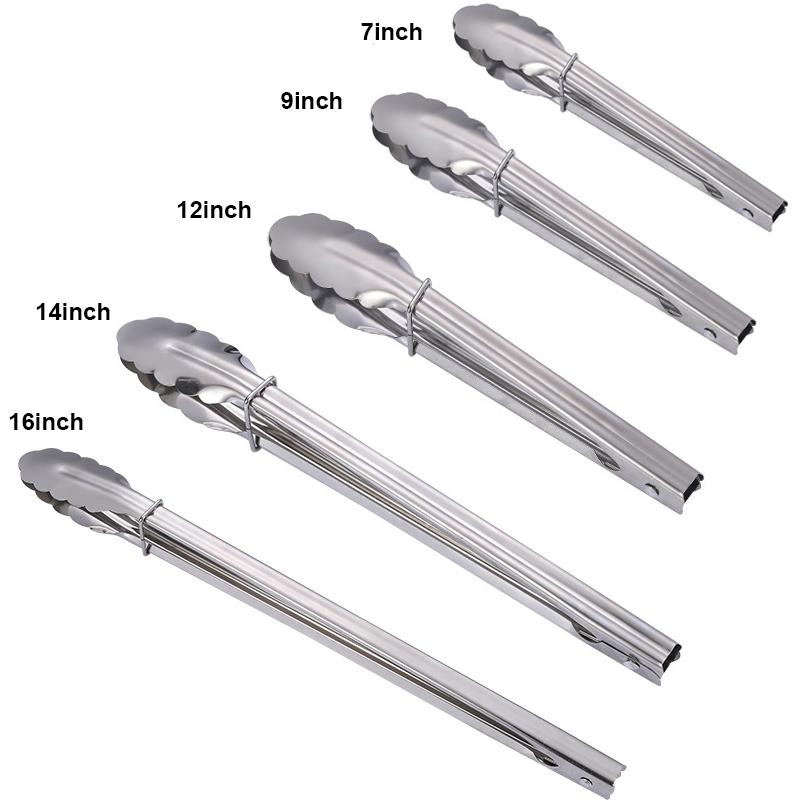 Stainless Steel Cooking Tongs Non-Stick Barbecue Tongs Bread Tongs Salad Serving Tong Anti Heat Bread Clip BBQ Tool