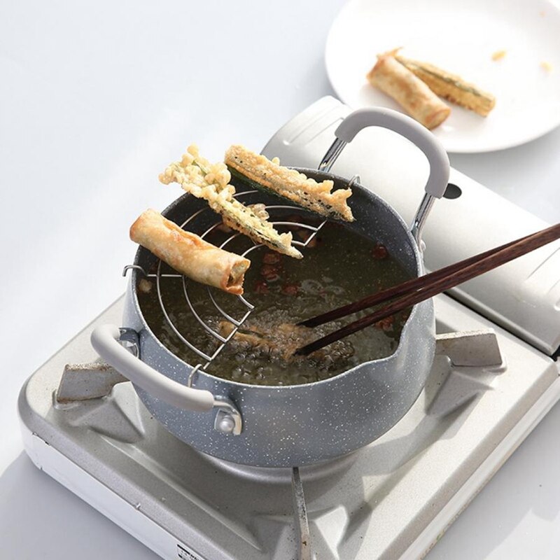 Marmite à frire Tempura friteuse de Style japonais marmites à frire avec égouttoir friteuse multifonction Kit de marmite antiadhésive portable