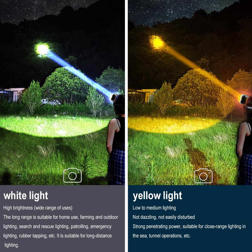LED-Scheinwerfer, starkes Licht, superhelle, am Kopf montierte Taschenlampe, wiederaufladbarer Nachtangeln-Scheinwerfer für den Außenbereich