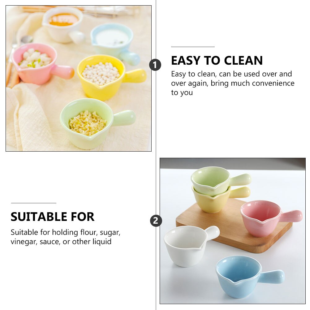 5pcs Creamer Jugs Handle Ceramic Dipping Bowls Steak Sauce Jugs Mini Creamer Jugs for Restaurant Home