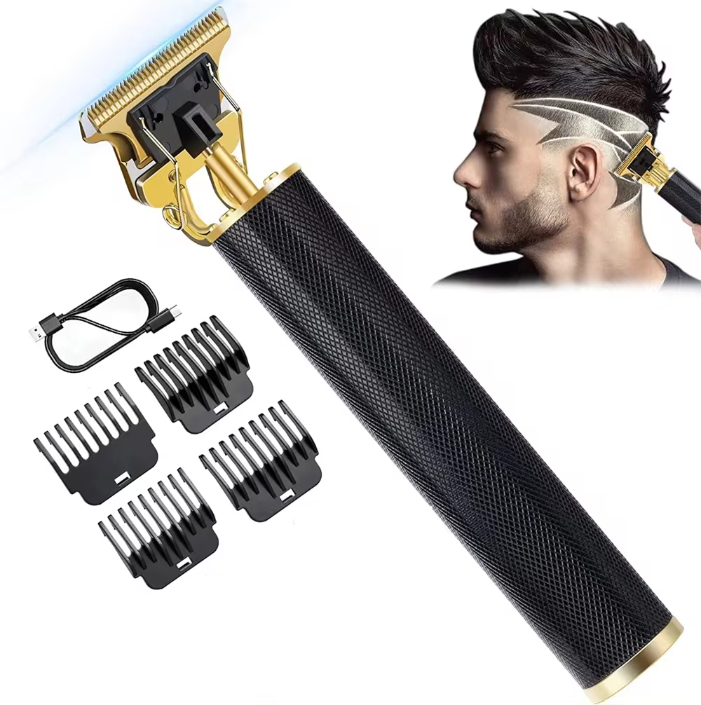 Cortadora de pelo eléctrica Vintage T9, afeitadora recargable para hombre, cortadora para peluquero, nueva: Negro