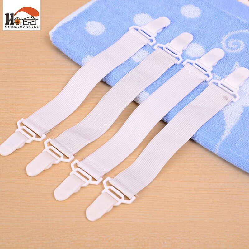 CUSHAWFAMILY 4 pcs Multipurpose Verstelbare Laken Koord Haak Lus Riem Bevestigingsmiddelen Matras Elastische Houder Clip Grijpers Tool