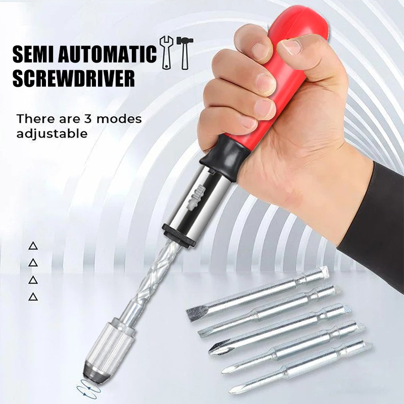 Juego de brocas de destornillador semiautomático, herramientas de trinquete en espiral de presión manual de 260MM con destornillador ranurado/Phillips