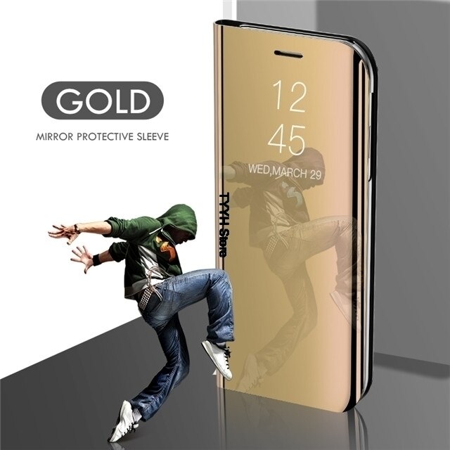 Luxury Smart Mirror Case For Huawei Y8P Cases Fundas Flip Cover For Huawei Y8P Y8 P Y 8P AQM-LX9 AQM-LX9N Phone Case Etui bags: Gold