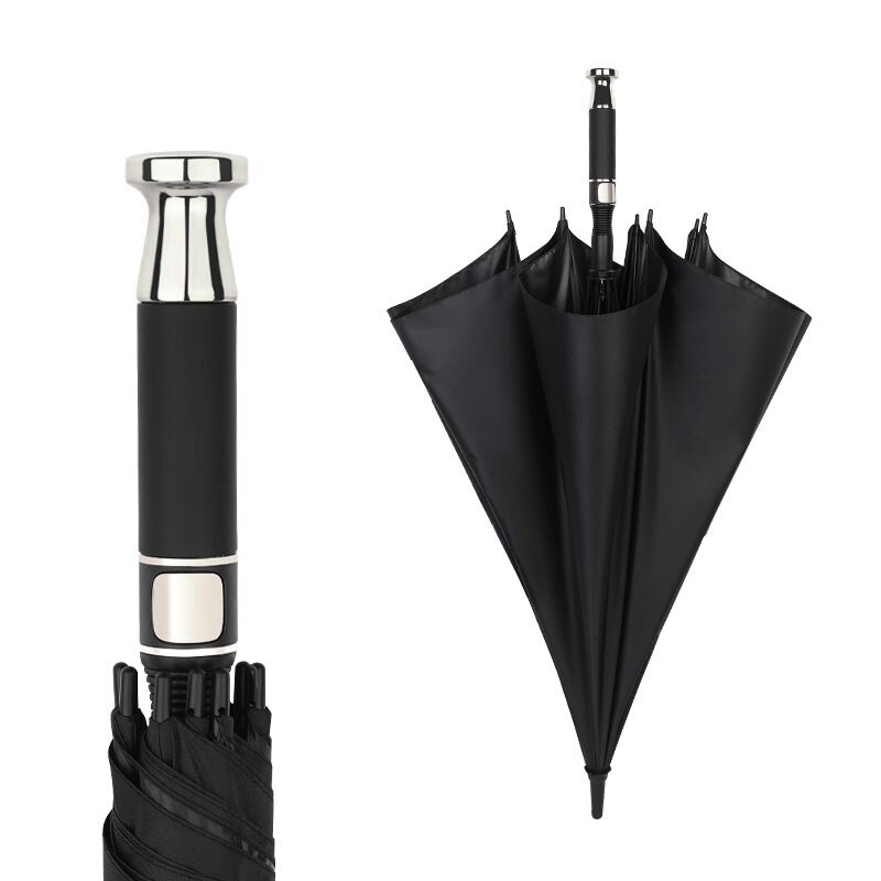 Rolls Car Long-Handled Rain Umbrella Large Size Straight Pole Double Golf Umbrella Men Business Advertisement Rain Umbrella: Black