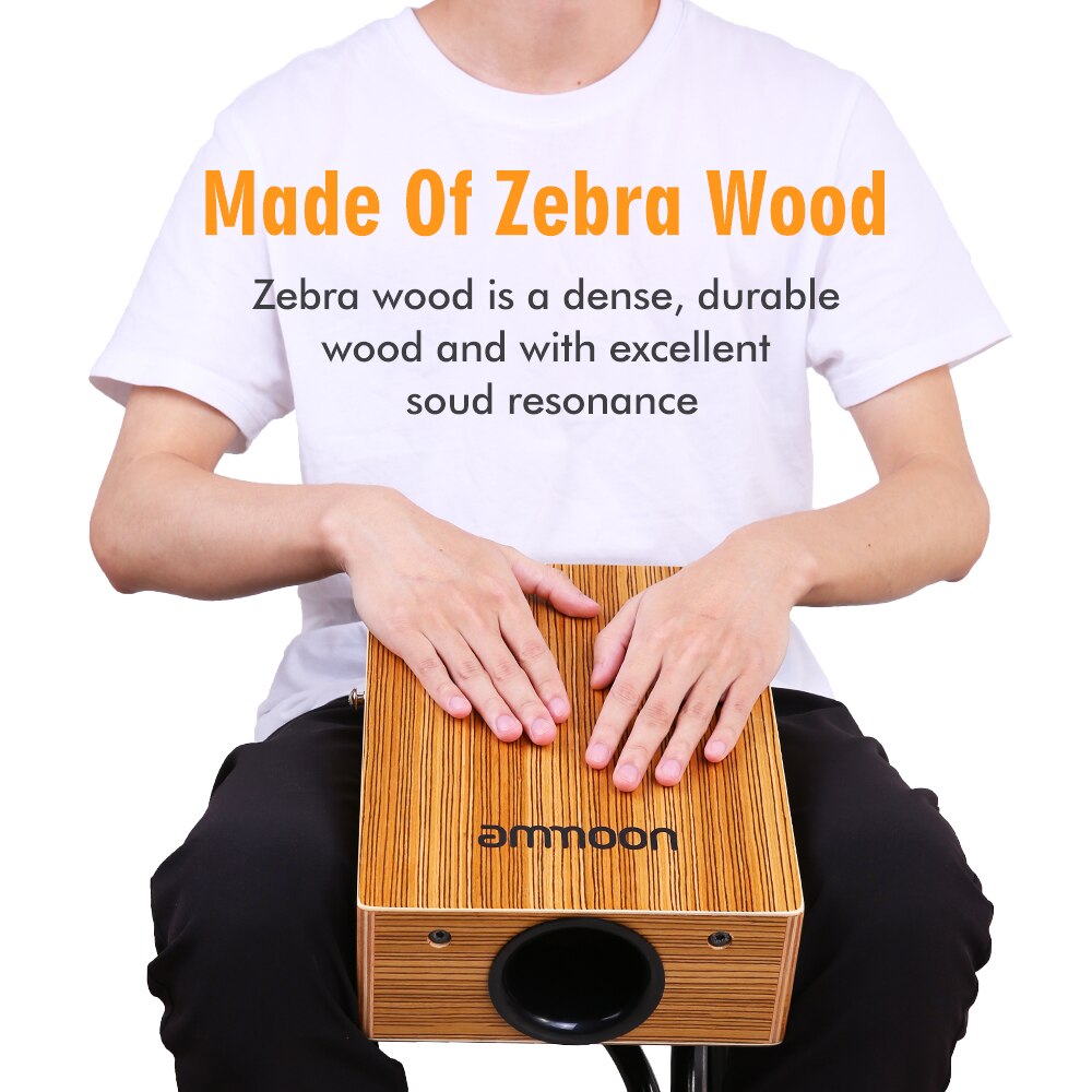 Ammoon przenośny podróżny kachon skrzynka bęben płaski bęben ręczny zalesiony instrument perkusyjny z paskiem torba robić noszenia