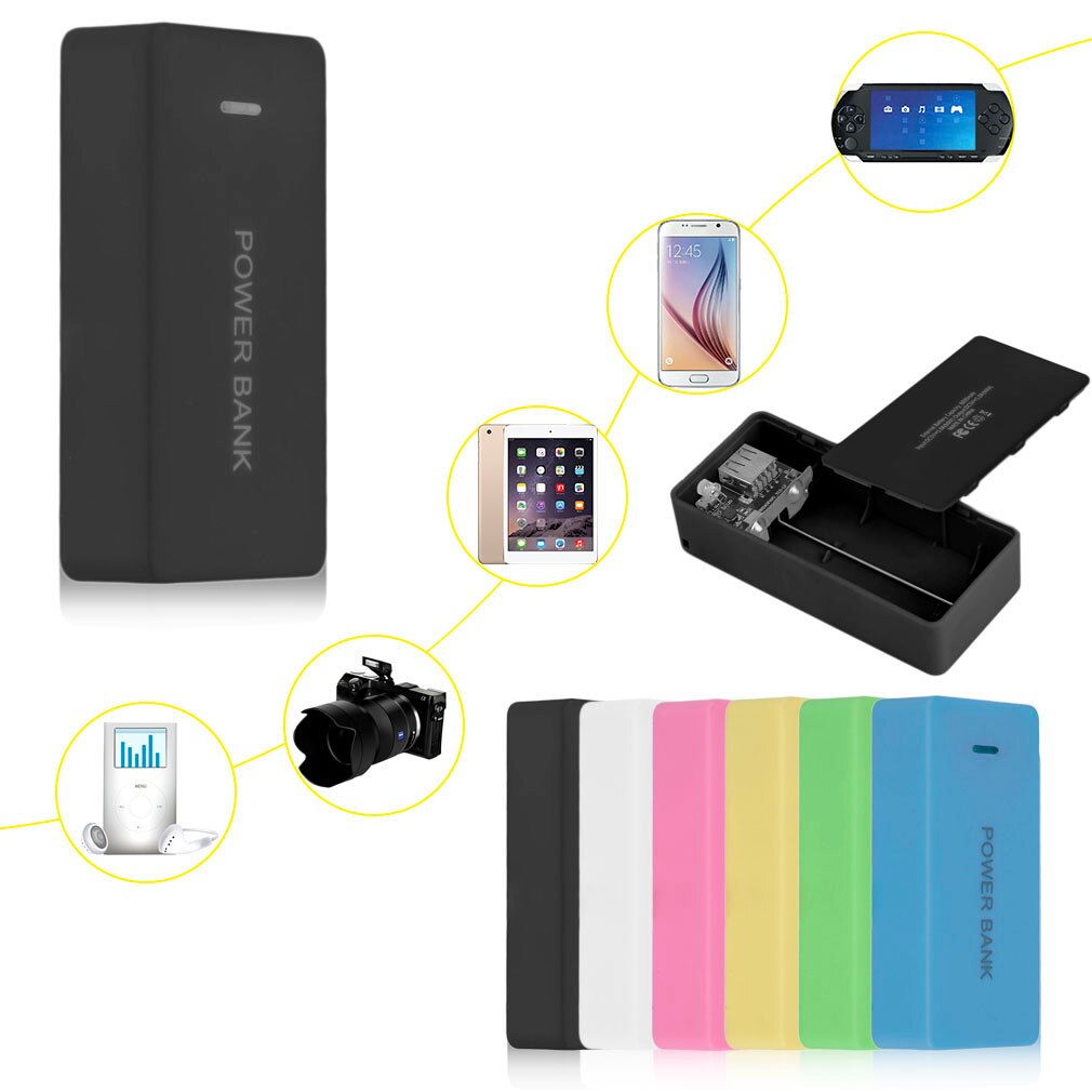 Portable Power Bank Case External Mobile Backup Powerbank Battery Case USB Universal Charger Adapter Storage Box
