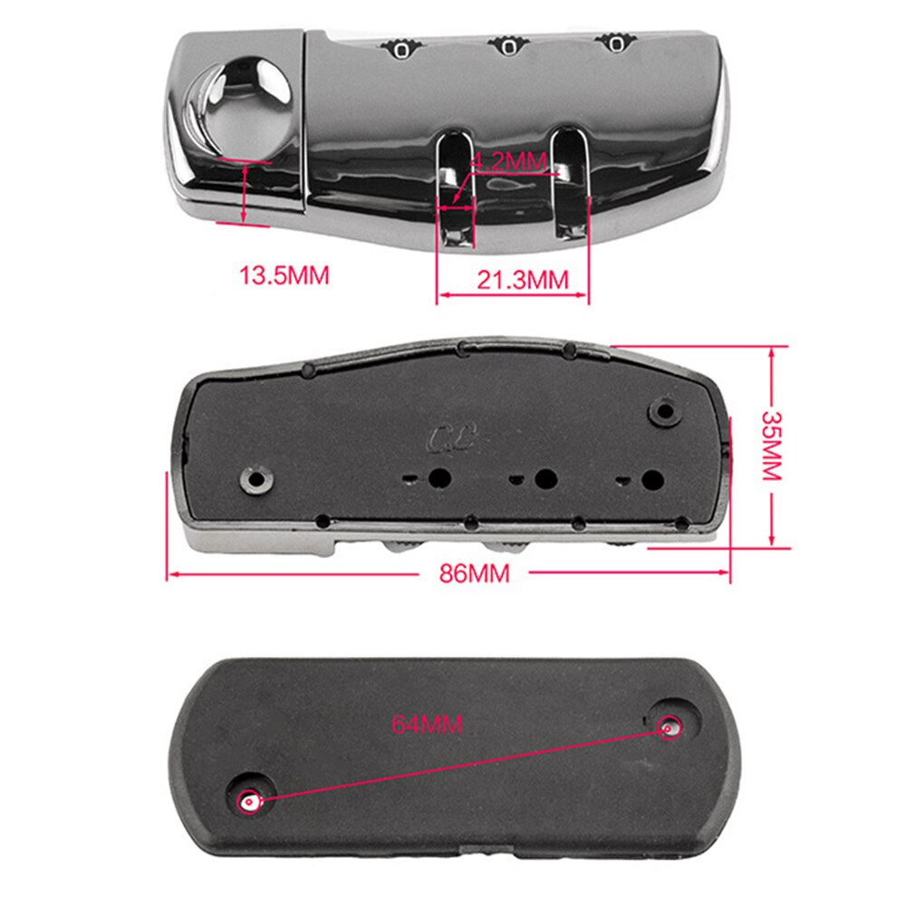 Simple Back 3 Digit Combination Suitcase Padlock Reset Luggage Lock Travel Suitcase Accessory Password Dial Digit