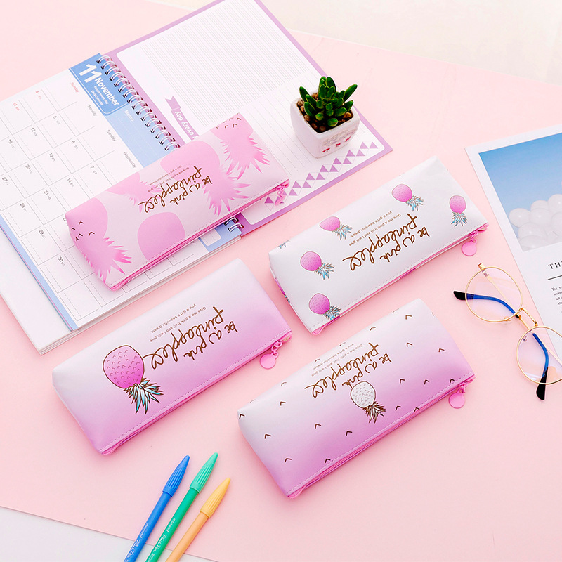 Kawaii Penal Cute Pineapple School Pencil Case for Girls Pen Bag Multifunctional Pencilcase Large Store Box Stationery Kit Pouch