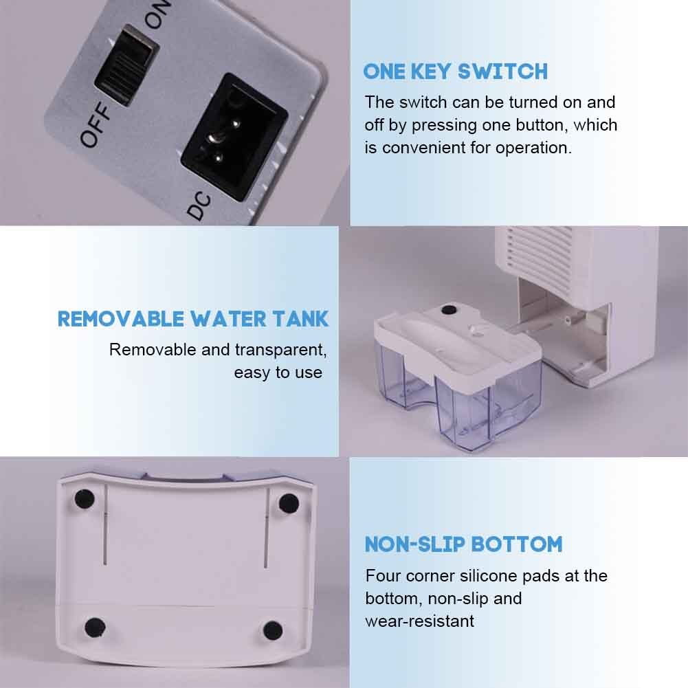 800ml Wardrobe Cabinet Basement Safe Ultra Quiet Home Bedroom Air Dryer Mini Dehumidifier Moisture Absorber USB Rechargeable