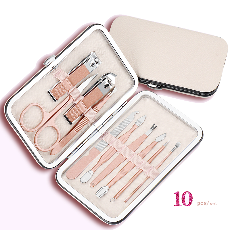 Nail Clipper tool Set Stainless Steel Nail Scissors Clipper Tweezer Tools Family Foot Hand Care Set: 10pcs set