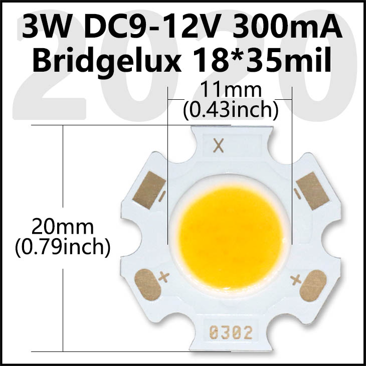 Bridgelux COB LED Chip 3W 5W 7W 10W 20W 30W 40W Diodo emisor de luz Módulo LED Matrix 1313 2828 1919 para bombillas empotrables