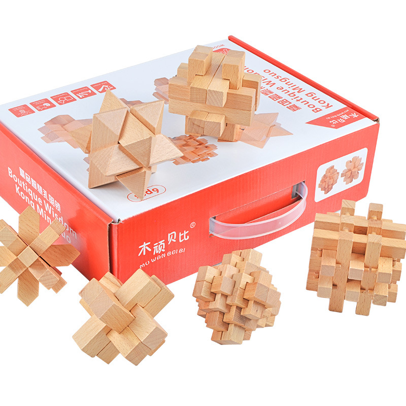 I bambini di puzzle di Luban blocco anello di sblocco di legno foro di blocco classico smontaggio adulto tradizionale intelligenza giocattolo impostato