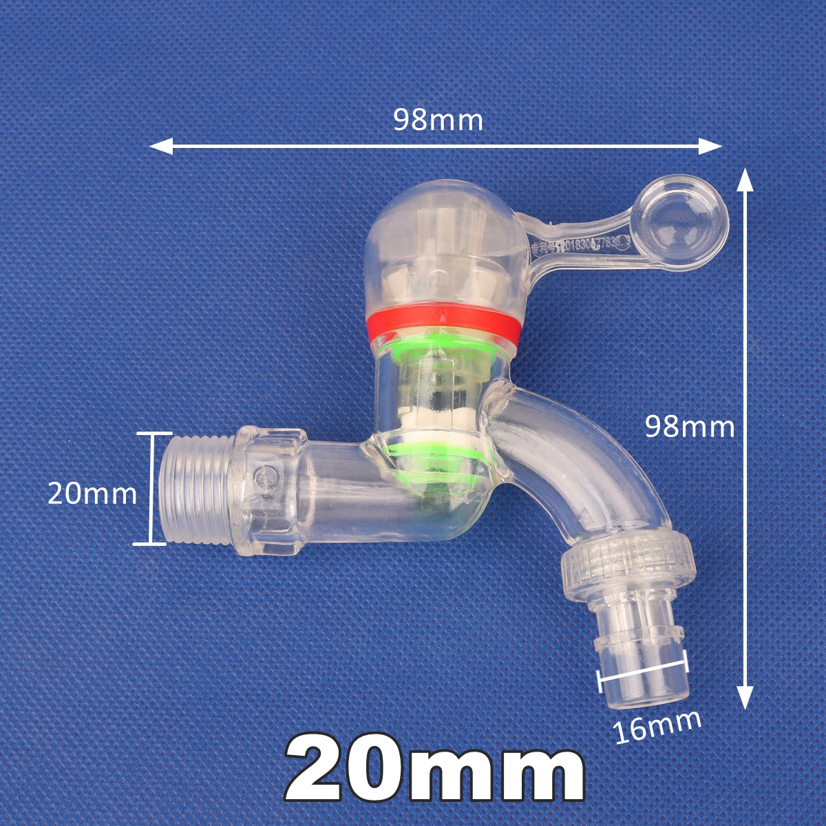 Kunststoff-Wasserhahn Mit DN51-Gewinde – 51 Mm, Rot-weiß, Für 5-Liter-Tanks, Garten & Industrie