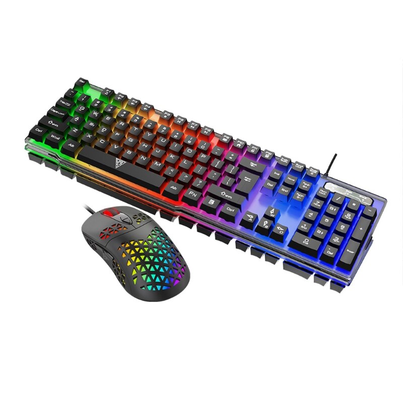 Wired Luminous Gaming Keyboard and Mouse Combo Mechanical Feel Rainbow Backlit B03C