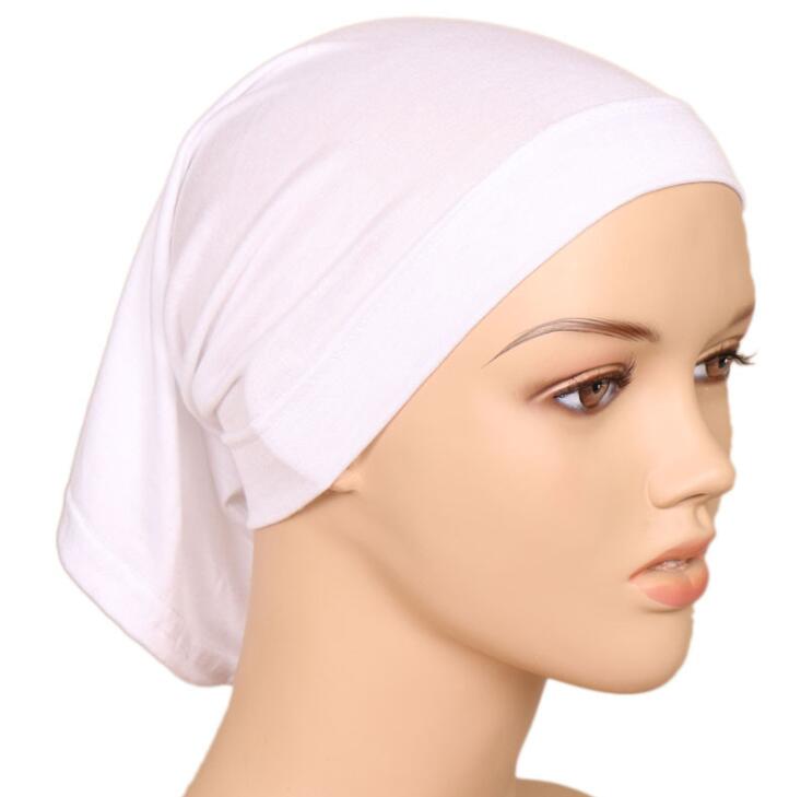 Øjeblikkelig turban til kvinder hovedindpakning muslimsk beskeden hovedbeklædning dobbeltlags pre bundet knude plisseret motorhjelm kasket hue søvnhat: Rørhætte hvid