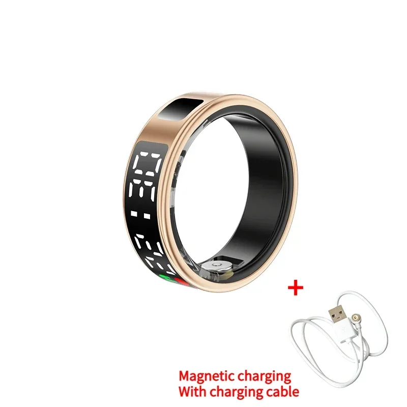SR08 Smart Ring voor heren Dames LED-scherm Hartslag Bloedzuurstofmonitoring Multisportmodi IP68 en 5ATM Waterdicht: WHITE / 10