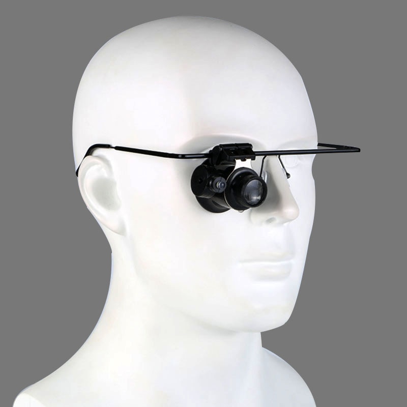 1 stk hovedbøjle led lys briller monokulær lup 20x urmager smykker optisk linse glas lup forstørrelsesglas