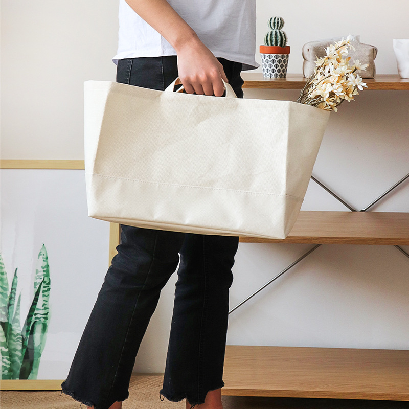 1/3/5PCS Foldable Sundry Storage Basket Canvas Clothes Storage Basket Large Portable Toy Storage Basket White Handheld Organizer