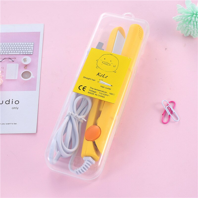 Cartoon Stijltang Krullend Haar Mini Student Kleine Power Meisje Air Pony Krultang Steil Volume Dual-Gebruik Rechttrekken Gereedschap: yellow