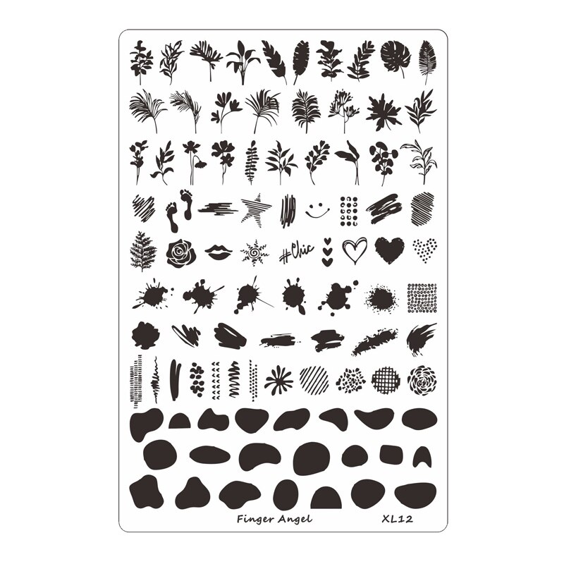 Finger Angel Flowers Leaves Nail Stamping Plates Line Geometric Stripe Face Image Printing Templates For Manicure Decorations