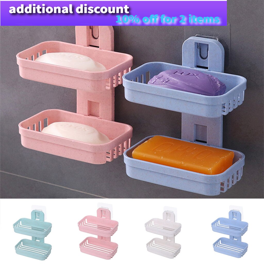 Caja de jabón de doble cubierta para baño, estante de ducha, plato de caja de jabón sin costuras, bandeja de placa de almacenamiento, Holder2.96