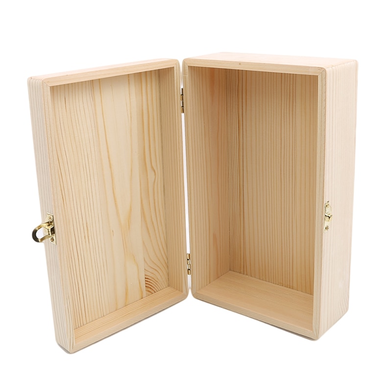 Caja de almacenamiento de madera, caja de de madera sólida con Tapa Rectangular de pino escocés, caja de joyería artesanal hecha a mano