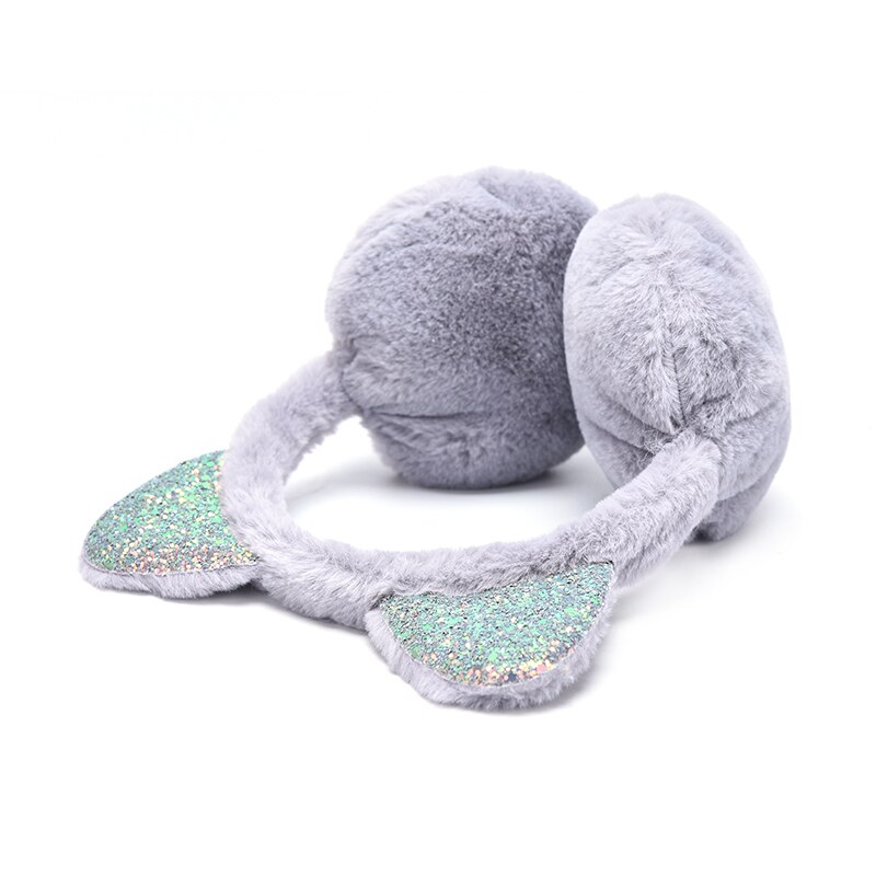 Cat Ear Muffs Earlap Glitter Sequin Earmuffs Headband Women Girl Fur Winter Ear Warmer Earmuffs