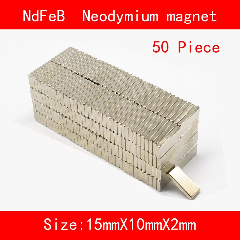 50 Stuks 15*10*2Mm 10*10*3Mm N35 Zeldzame Aarde Sterke Permanente Ndfeb neodymium Magneet
