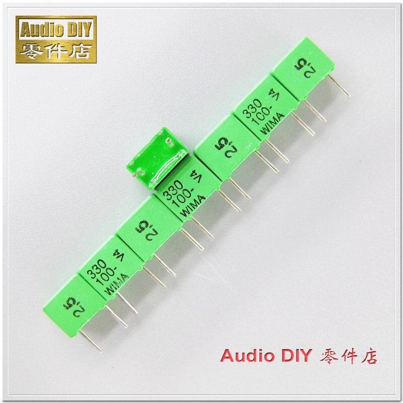 10 uds/50 Uds FKP2 330pF 100V 100v330pf 2.5% de la alta precisión Condensador de película 0.33nF 331
