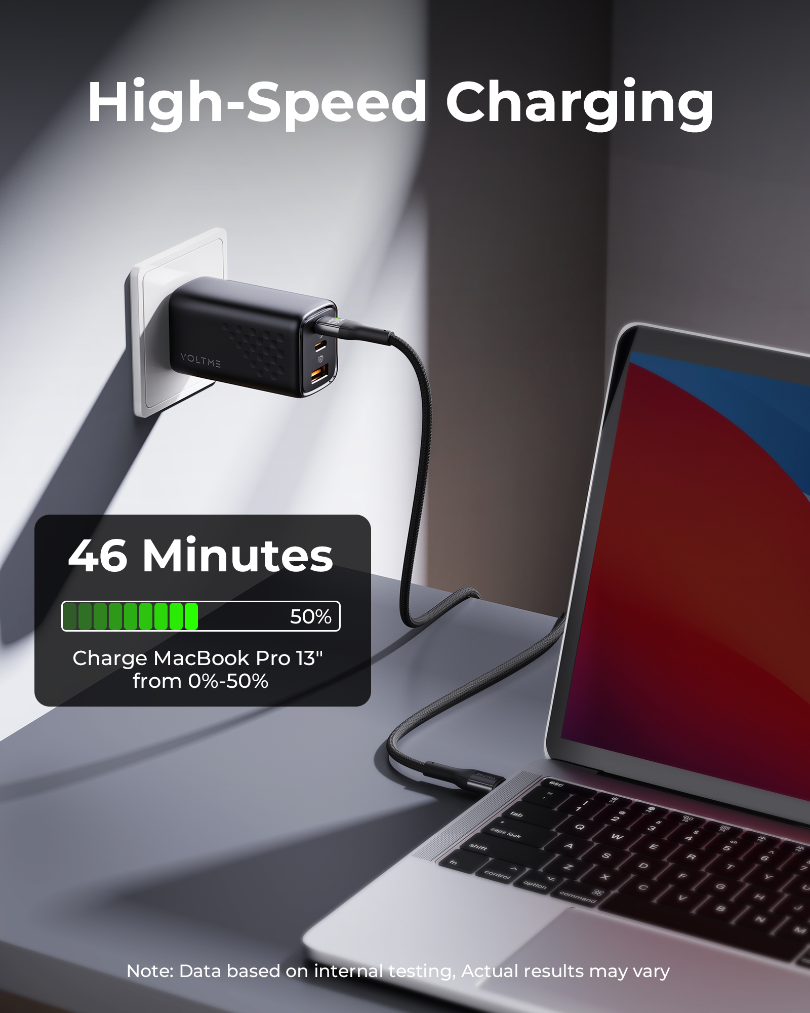 VOLTME 67W GaN chargeur Charge rapide 4.0 PD3.0 Charge rapide Type C chargeur pour Macook iPhone 15 14 13 Pro Max Samsung S23 Xiaomi