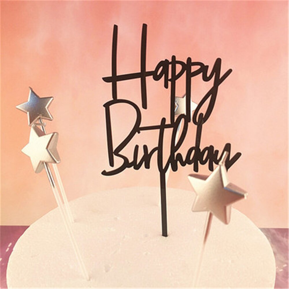 Happy Birthday Cake Acrylic Letter Cake Toppers Party Supplies Happy Birthday Black Cake Decorations Boy: F