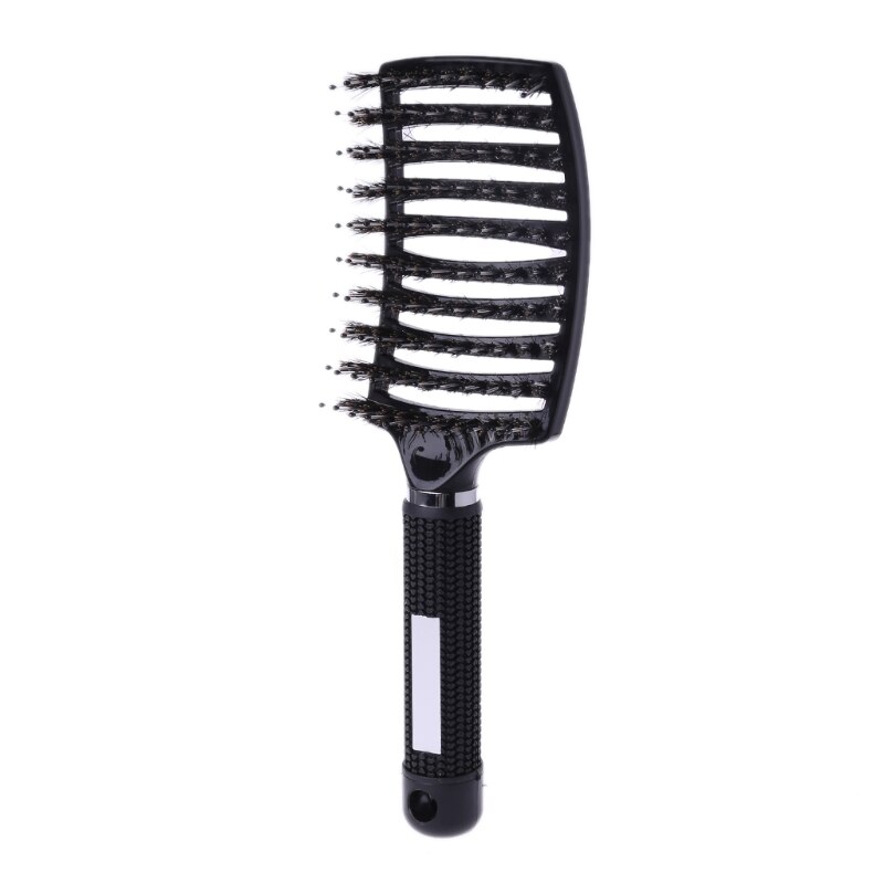 Salon Professionele Varkenshaar En Nylon Haarborstel Hoofdhuid Massage Kam Nat Haar Borstel: Black