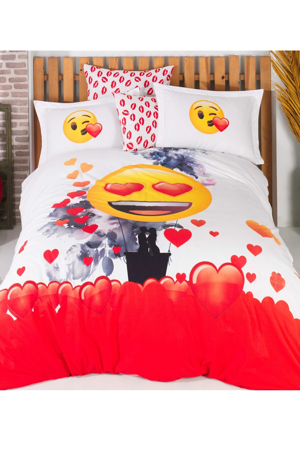 Emoji baiser enfants ensemble de housse de couette
