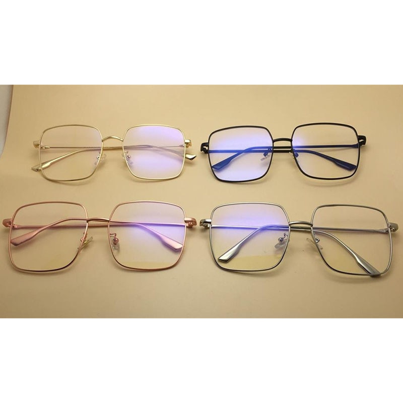 Grote Frame Glazen Vrouwelijke Oversized Vierkante Brillen Goud Bril Frame Clear Lens Brillen Optische Bijziendheid Nerd Bril