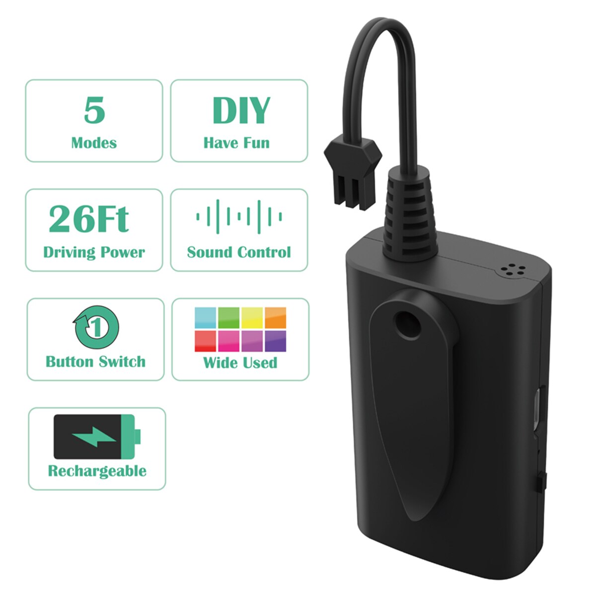 USB EL Wire Adapter Rechargeable EL Wire Adapter Driver For Neon Light 5 Modes Switchable