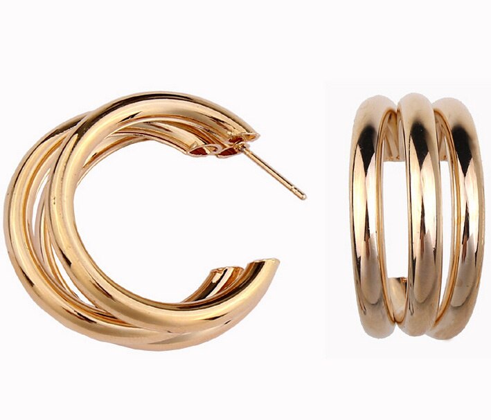 Boucles d'oreilles rétro en métal or en forme de C pour femme, multiples bijoux, coréenne, argent, aiguilles, 2022, 2022: Gold
