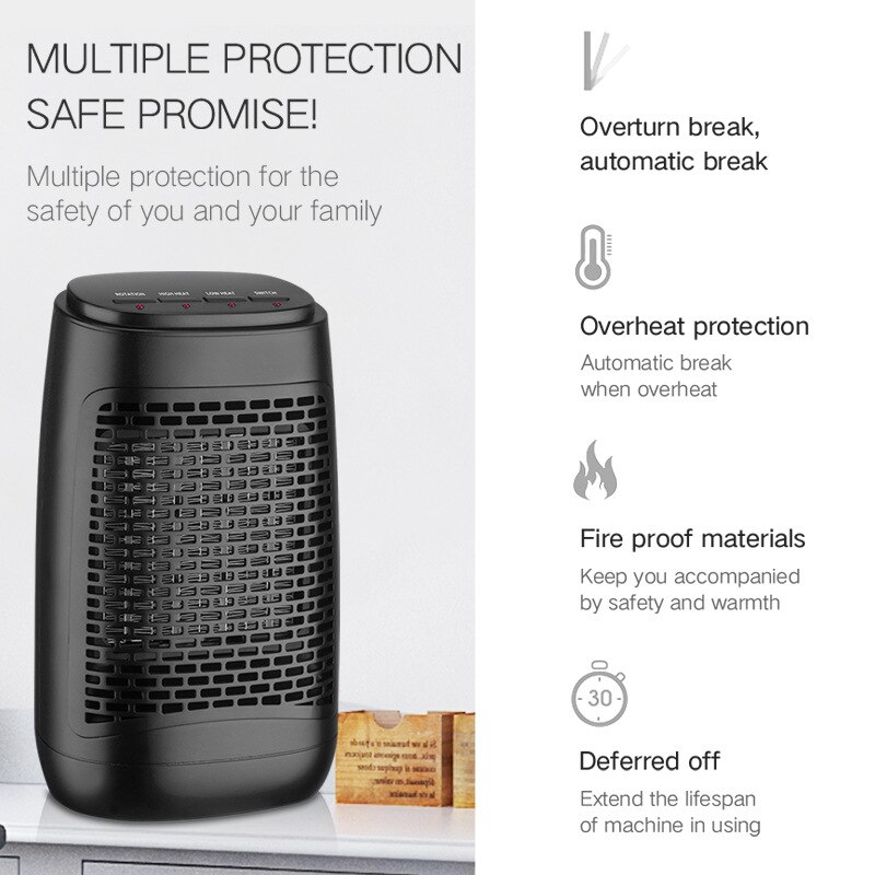 Electric Space Heater Portable Small Personal Bedroom Office Desk Heater Fan HUG-Deals