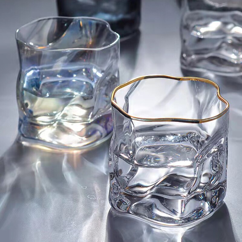 Irregular Glass Cup Twisted Transparent Wine Glasses Whiskey Water Juice Beer Cocktail Cup Bar Drinking Supplies