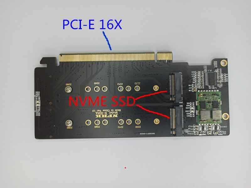 De Adapter Kaart Pci-E 16X Om 4P Nvme Ssd Ondersteuning Raido, pci-E 16X Om 4 Stuks M.2 (Pcie Protocol)