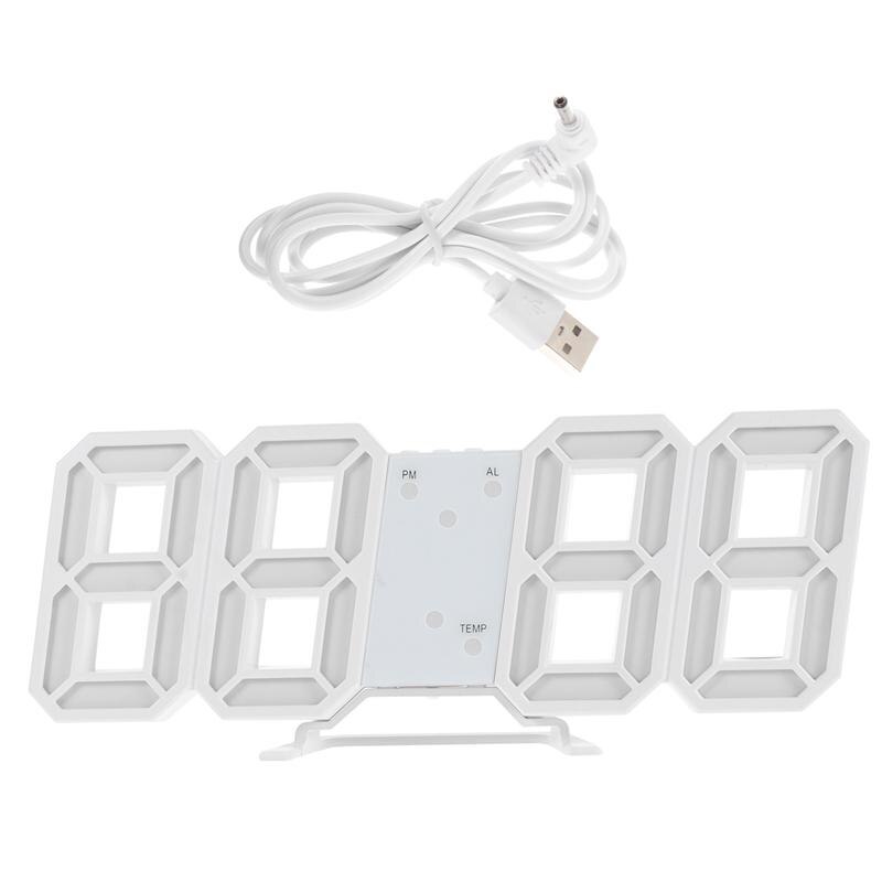 1 Set Wall-mounted LED 3D Clock Home Wall Digital Clock Useful Alarm Wall Clock: Default Title
