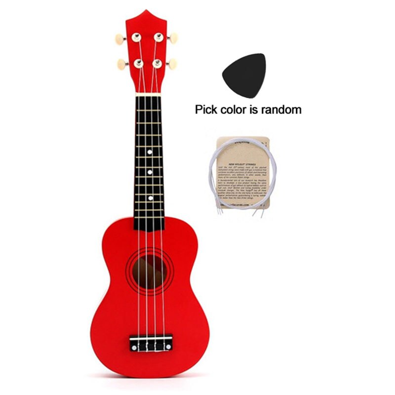 Colorful 21 inches Soprano Ukulele Basswood Nylon 4 Strings Ukulele Bag Acoustic Mini Hawaiian Guitar Bass Guitarra for Beginner: Red