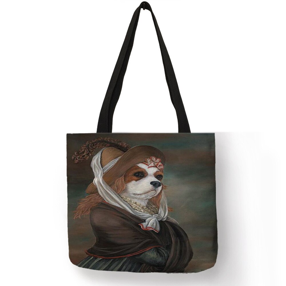 Vrouwen Handtas Charles Spaniel Olieverf Print Tote Bag Lady Meisjes Office School Travel Schoudertas Herbruikbare Boodschappentassen: 007