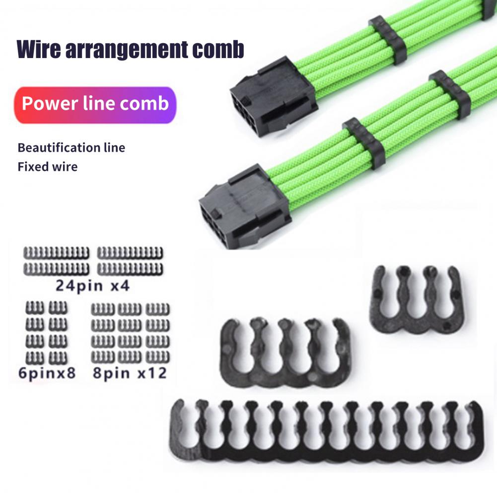 24Pcs/Set Cable Clamp Reusable Portable Easy Assembly 6/8/24Pin PC Power Cable Clamp Cable Organizer for Desktop