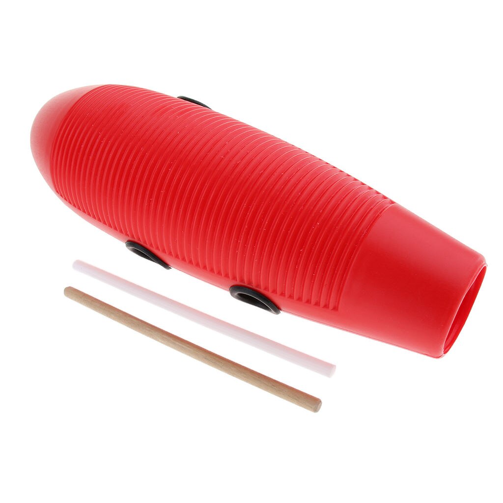 Guiro con 2 rascadores, instrumento Musical de percusión latina, Rojo