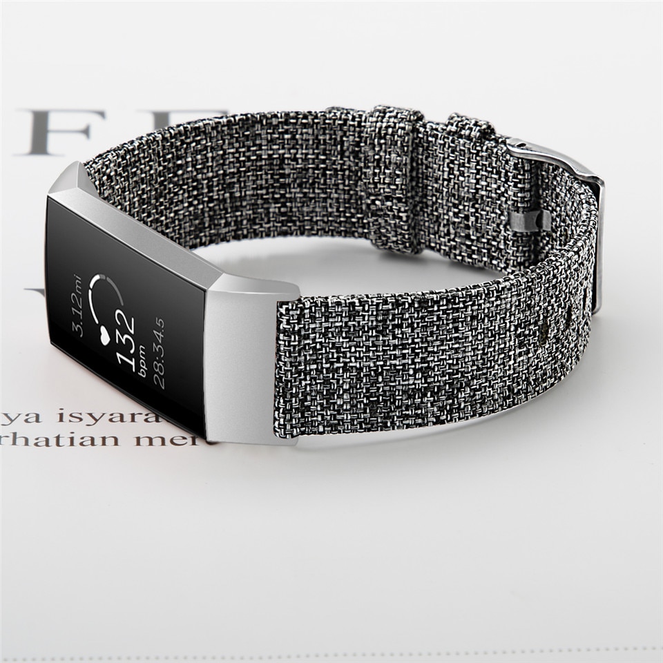 Banda da lona para fitbit carga 3 4 pulseira inteligente loop para fitbit carga 3 4 banda de pulso substituição correa