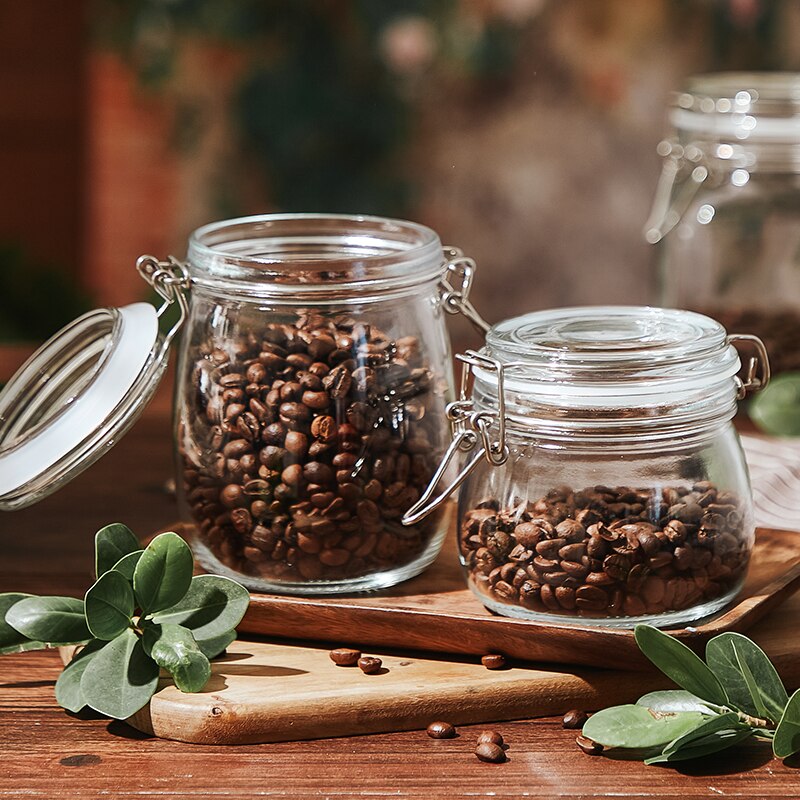 Food Coffee Beans Storage Bottles &amp; Jars with Cover Glass Vacuum Sealed Tank Press Exhaust Glass Box Stockpile Jars With Lids